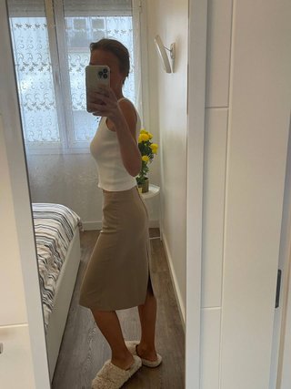 Falda Benetton Beige de lana