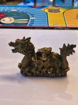 Dragon Loong del dinero en bronce antiguo