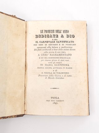 Libro Antico Carnevale Santificato 1845 800