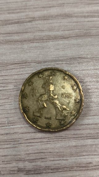 Moneda de 20 céntimos de Italia 2002