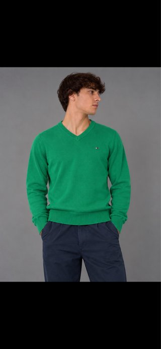 Jersey Tommy Hilfiger Verde Cuello Pico