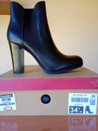 Botines Negros Tacón Alto Talla 39