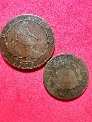 Dúo Monedas Antiguas 🇪🇸 España 1870
