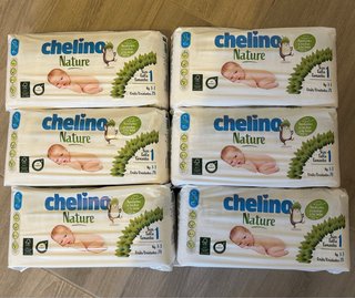Lote 6 Paquetes Pañales Chelino Nature Talla 1