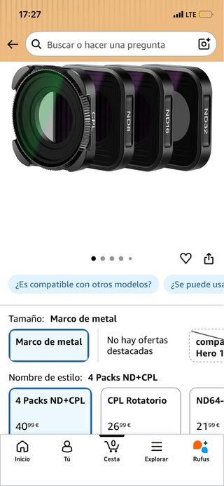 Set de 4 Filtros ND y CPL para GoPro NUEVO
