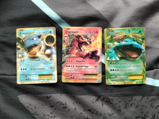 3 Cartas Pokémon EX: Blastoise, Charizard, Venusau