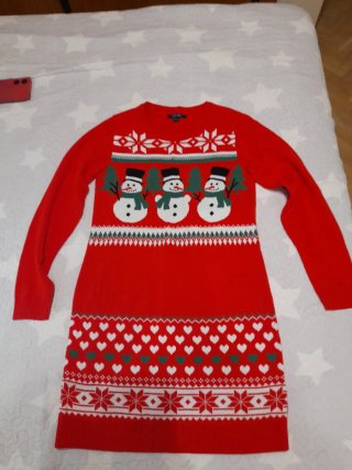 Vestido de Navidad de Hilo y Algodón Talla S