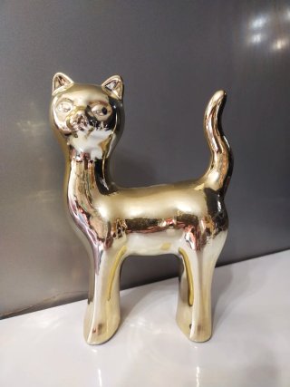 Figura Decorativa de Gato Dorado
