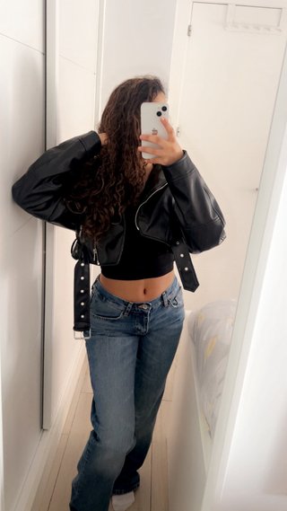 Chaqueta de cuero negra Pull&Bear