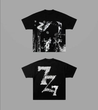 Camiseta Negra Estampado " vuelos estrellados "