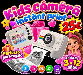 Cámara de fotos infantil con impresión instantánea