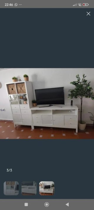 Conjunto Mueble Vitrina y Mueble TV Blanco