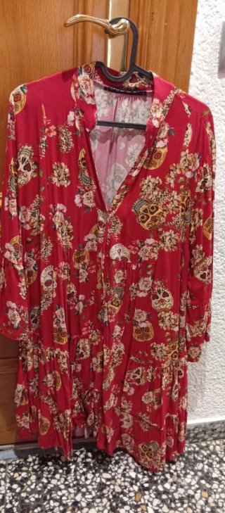 Vestido Estampado Calaveras y Flores