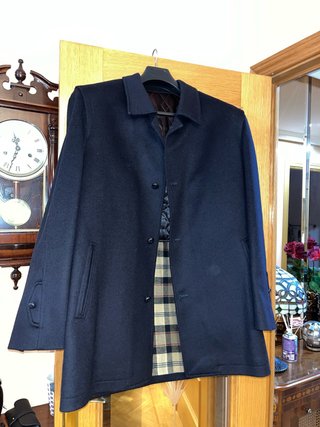 Abrigo de lana azul para hombre