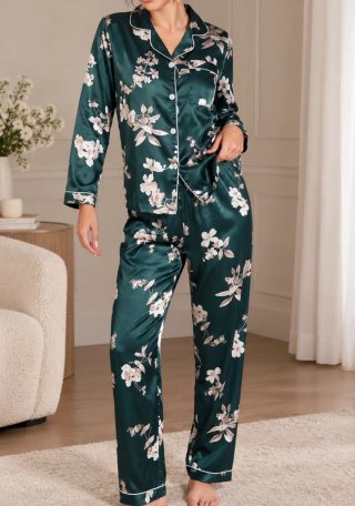 Pijama Shein Verde Estampado Floral