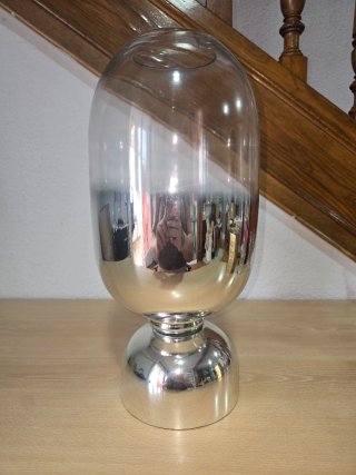 Jarrón de Cristal con Efecto Espejo Plata