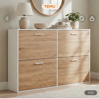 Zapatero Temu Blanco y Madera