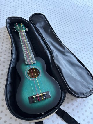 Ukulele con custodia. Manca il accordatore