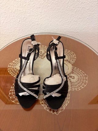 Sandalias Negras Tacón Rome Fashion Talla 37