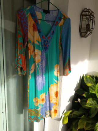 Vestido de punto de seda estampado