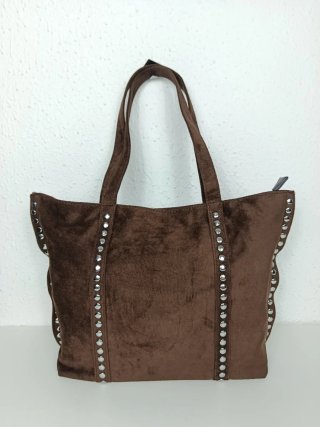 Bolso Marrón con Tachuelas Efecto Ante