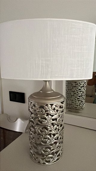 Pareja de Lámparas de Mesa Plateadas