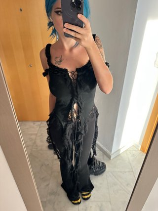 Top Corsetero Negro Grunge con Encaje