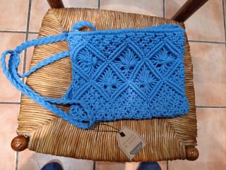 Bolso Bandolera de Macramé Azul