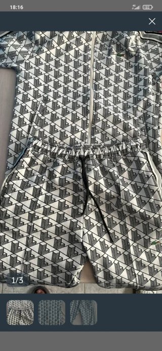 Chándal Lacoste Monograma Gris y Negro
