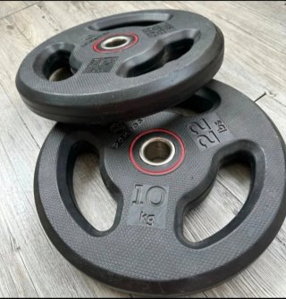 2 Discos de 10kg de caucho con Asas