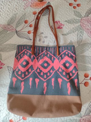Bolso Tote de Lona Estilo Étnico