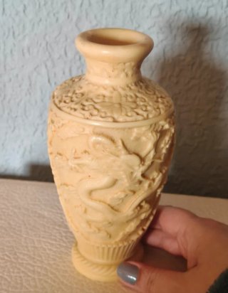 Jarrón Vintage con Relieve de Dragón
