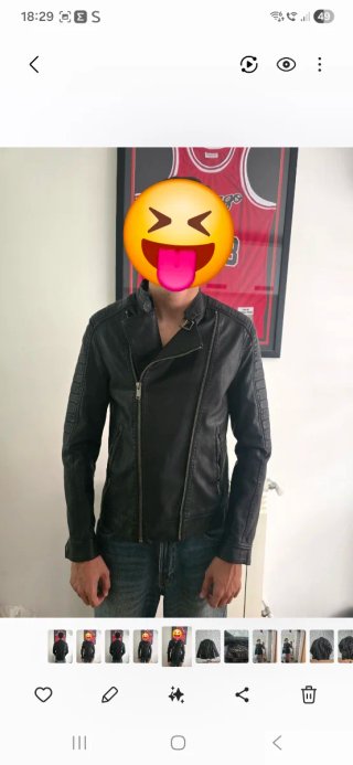 Chaqueta de Piel Sintética Negra Talla M
