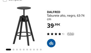 Taburete alto Dalfred IKEA negro