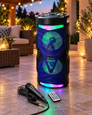 Altavoz Bluetooth karaoke con micro y luces