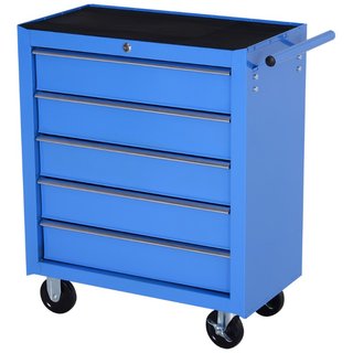 Carrito Taller 5 Cajones Ruedas Metal Azul 67,5x33