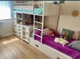 Cama Tren Juvenil con Escritorio y Cajones