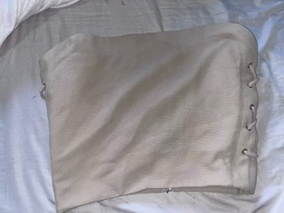 Falda Beige con Lazos Laterales