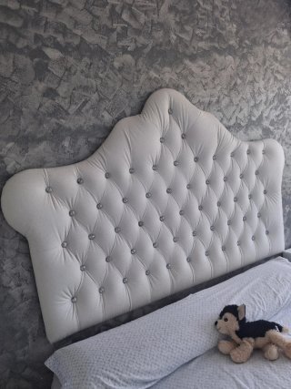 Cabecero Tapizado Blanco con diamantes