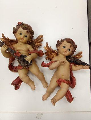Coppia di antichi angeli musicisti da parete