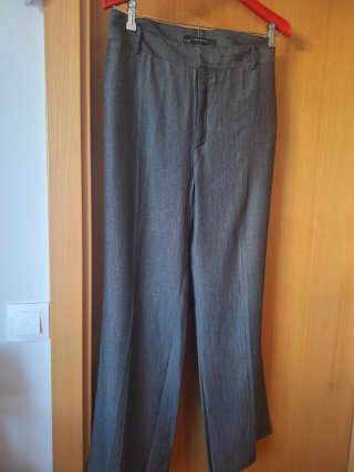 Pantalones Zara Basic Gris Talla M