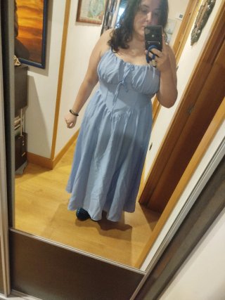 Vestido Azul Efecto Corsé