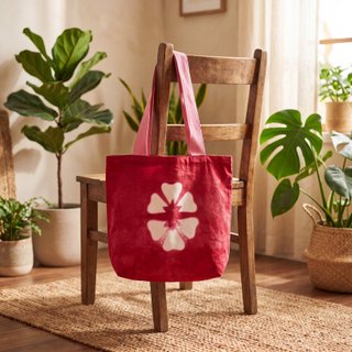 Bolsa de Algodón Natural Tie-Dye - Flor Granate