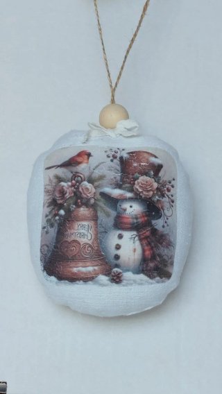 Palla di Natale in tela antica decorata cm 13