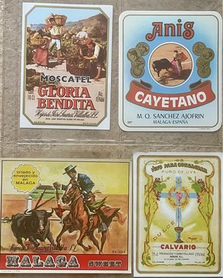 Colección 4 Etiquetas Antiguas Vinos Málaga