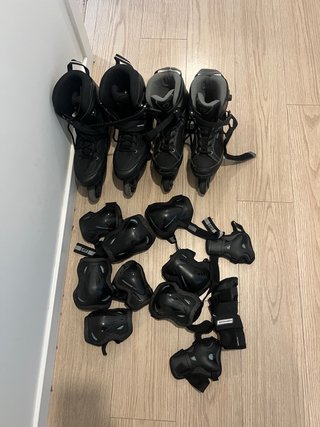 2 Pares de Patines en Línea con Protecciones