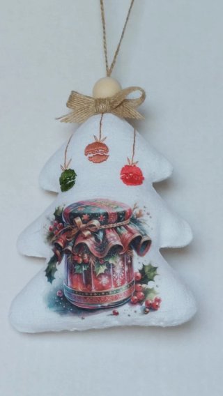 Decoraz. Natalizia in Tela antica ricamata a mano