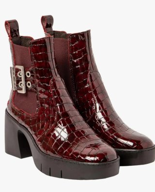 Botines mujer ART de piel rojo burdeos