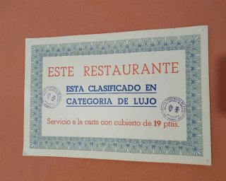 ANTIGUO CARTEL HOTEL PALACE RESTAURANTE AÑOS 40