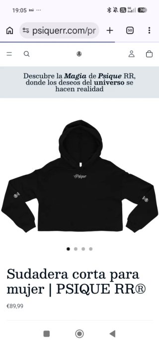 Sudadera Corta Negra Psique RR